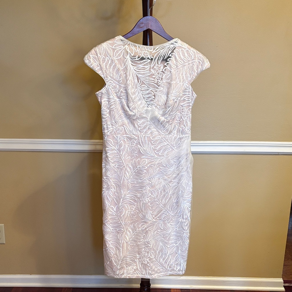 Tadashi Shoji Ivory Embroidered Midi Dress